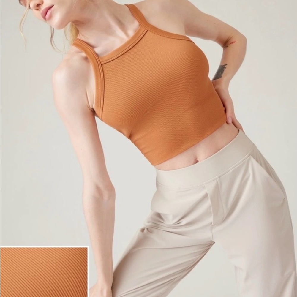 Athleta Aurora Seamless High Neck V back Tank